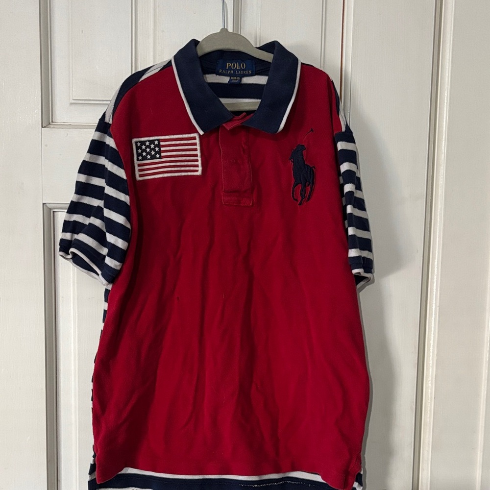 Ralph Lauren Striped Polo in Red and Navy